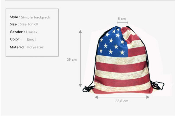 Retro 3D Print Drawstring Bag