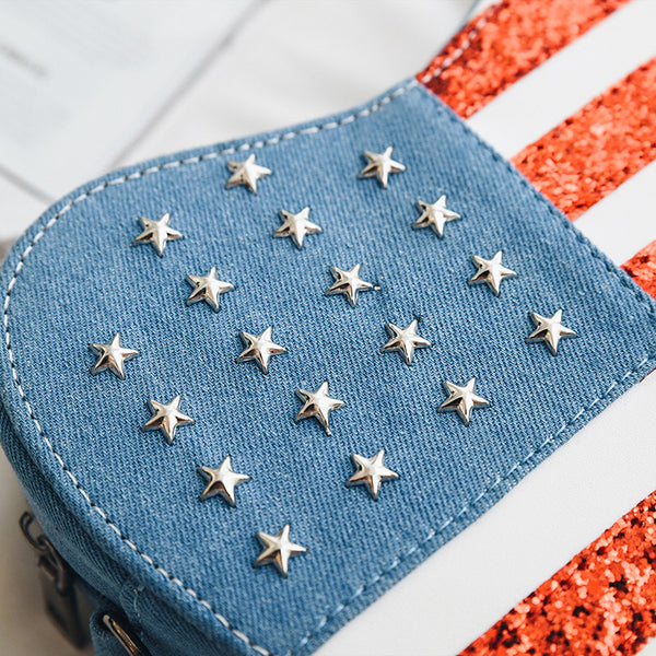 Heart Shape American Flag Shoulder Bag