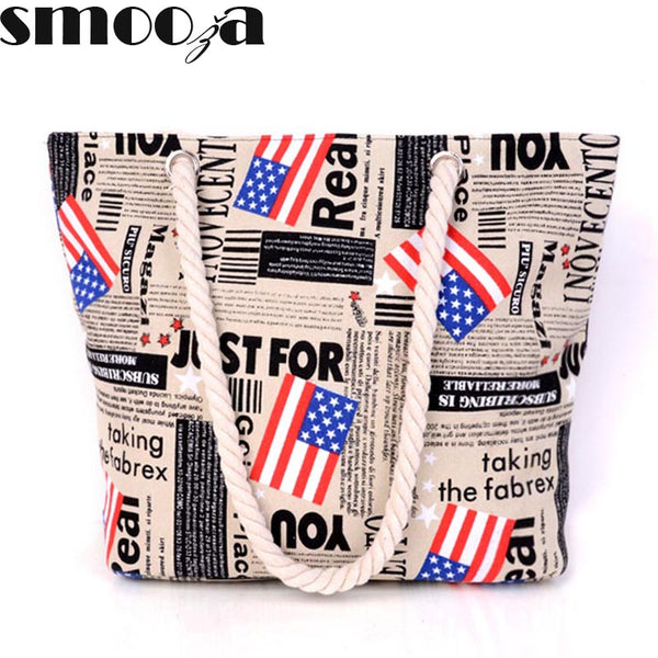 American Flag Print Big Tote